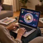Engage in thrilling online gaming at https://bl555.agency/ with a roulette game interface on a laptop.