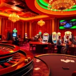 Exciting casino action at hubet with players engaging in poker and slot machines.