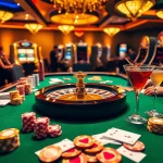 PG 88 online gambling scene with luxurious poker table, chips, and roulette wheel.