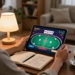 Sonclub player strategizing online poker game from the comfort of home.