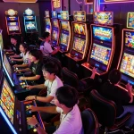 Nổ hũ machines engaged with excited players cheering on big wins