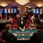 Players enjoying blackjack at a luxurious casino, showcasing nhacaiuytinn’s best gaming experiences.