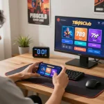Cổng game 789Club offers thrilling mobile gambling experience through a smartphone interface, showcasing betting options and gameplay.