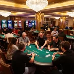 Engaged players at a casino poker game, showcasing strategic gameplay and vibrant casino atmosphere with lsa