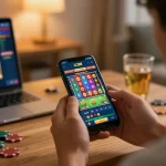 Experience exciting gameplay with LC88 on a smartphone in a cozy home setting.