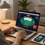 Player strategizing with Go89living on laptop for an online casino game