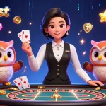 Win big at mm88st with an exciting illustration of Asian dealers and vibrant gaming elements.