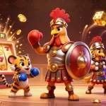 Experience the thrill of tỷ lệ bóng đá with a vibrant 3D illustration of a rooster gladiator and gaming elements.