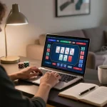 Engage in online poker strategies with mubet during a cozy evening in a stylish living room