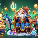 Engage in ดูหนัง with Neptune and his treasure in a vibrant casino-themed scene.