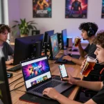 Users engaging with the hitclub online gaming platform in a vibrant and modern setting
