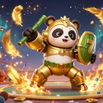 Experience thrilling gameplay at xn88 with a dynamic 3D casino scene featuring a golden panda in a robot arena.