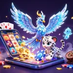 Engage in thrilling gaming experiences with Rr8i, showcasing an immersive casino scene filled with vibrant characters and dynamic gameplay.