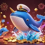 Engage with a vibrant vswin 3D gambling scene featuring a whale, narwhal, and dolphins in casino excitement.