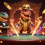 56win showcases a lively casino scene with vibrant characters engaged in gameplay.