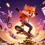 Experience thrilling wins at mv88 with vibrant 3D cartoon characters in a dynamic casino scene.